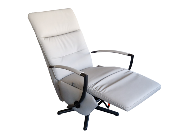 Schmaler TV Sessel in Leder mit Kopfteilraster und Gasdruckfeder